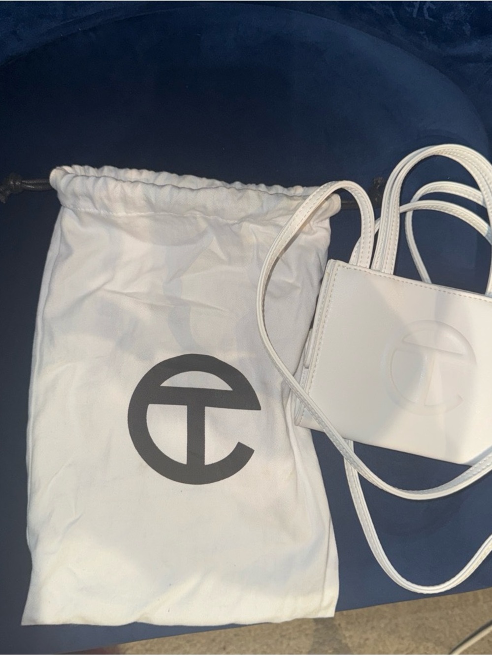 Telfar White Mini Shopping Bag with Embossed Logo